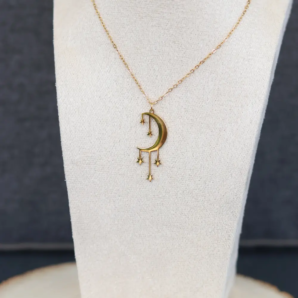 COLLIER DEMI LUNE ETOILES DORE