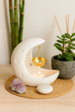 bruleur demi lune blanc avec suspension dorée 1