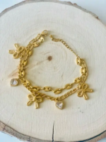 bracelet coeurs et noeuds dorés 2