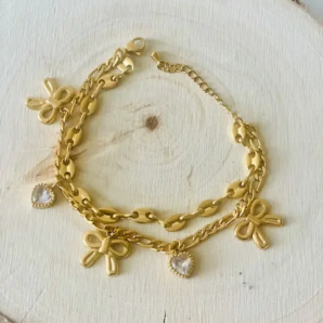 bracelet coeurs et noeuds dorés 2