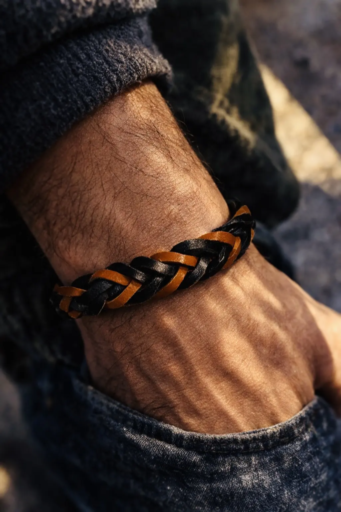 bracelet cuir tressé homme